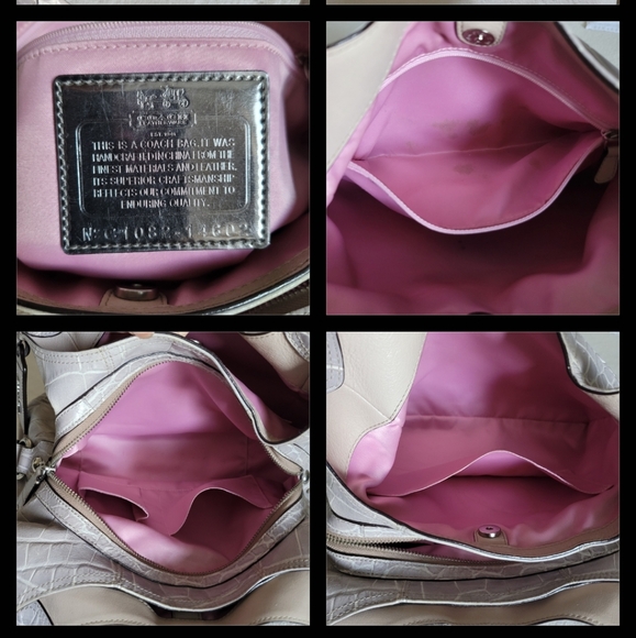 Coach Silver Gray Shoulder Bag with Crocodile Embossed Texture - Picture 11 of 15